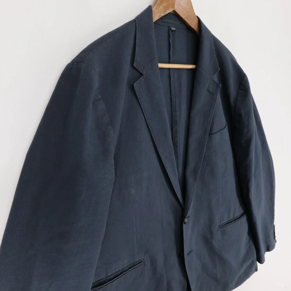 J Crew Ludlow Blazer Mens 46R Navy Blue Cotton Linen Unstructured Baird McNutt